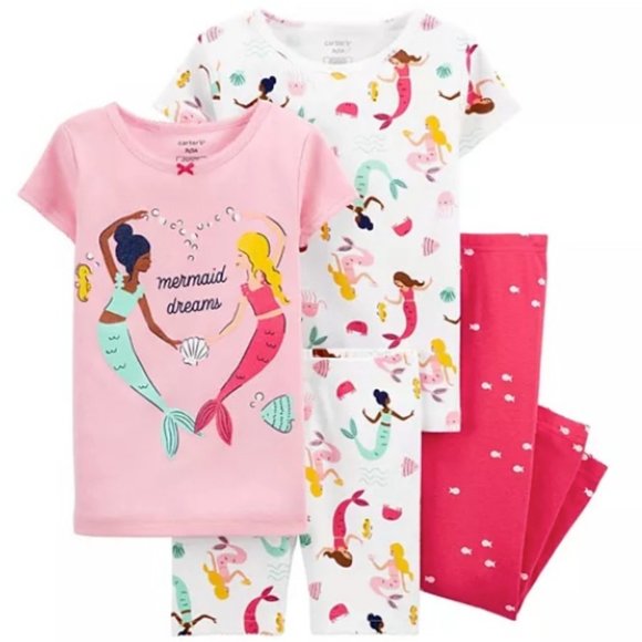 NWt 4T 4 carters multicultural mermaid pajamas pjs - Picture 1 of 10